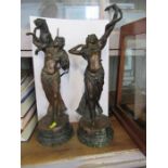 A pair of Bergman style bronze models, of arabesque dancers, height 18ins