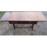 A reproduction mahogany sofa table, width 51.5ins x 21ins, height 30ins