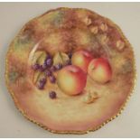 A Royal Worcester plate, decorated with hand painted fruit by Weston, diameter 10.5ins - Good