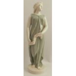 A Royal Worcester figure, L'Allegro, a Classical figure in green and white, height 16ins - Good