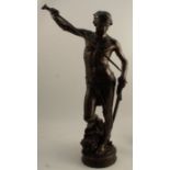 After A Mercie, a bronze Classical sculpture of David with sword standing on the head of Goliath,