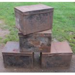 Four metal deed boxes