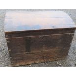 An oak domed top trunk, width 21ins, height 16ins