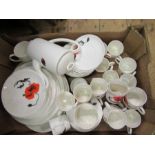 A Wedgwood Susie Cooper Design part dinner and coffee set, in the Corn Poppy pattern