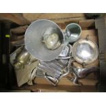Four boxes of assorted cutlery, silver plate, china, etc.