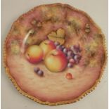 A Royal Worcester plate, decorated with hand painted fruit by Shinnie, diameter 10.5ins - Good