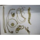 A collection of various gold chains and pendants, 42g gross