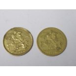 Two gold sovereigns, 1900 and 1888