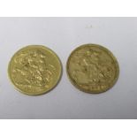 Two gold sovereigns, 1912 and 1902