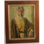 John 'Jack' Davison, oil on canvas, copy of Augustus John portrait of Lawrence of Arabia, 18.75ins x