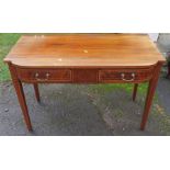 A 19th century mahogany side table, of D form, fitted with two frieze drawers, width 41.5ins,
