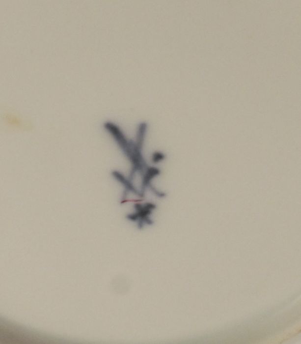 A set of six Meissen porcelain cups and saucers, decorated with flowers, crossed swords mark to - Image 5 of 5