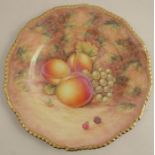 A Royal Worcester plate, decorated with hand painted fruit by Telford, diameter 10.5ins - Good