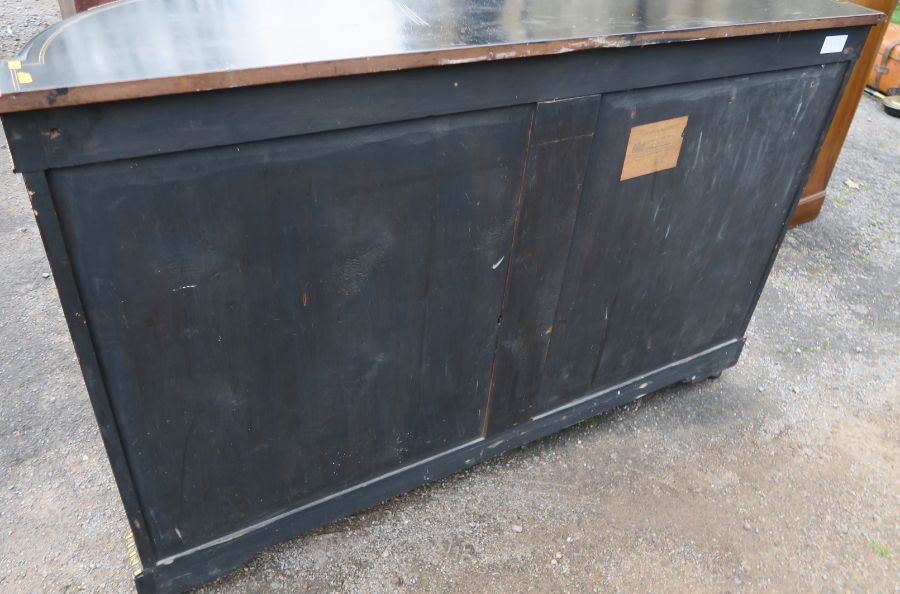 A Victorian ebony and inlaid credenza, fitted with a central cupboard flanked by two glazed bow - Image 5 of 6