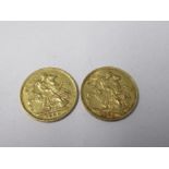 Two gold sovereigns, 1909 and 1894