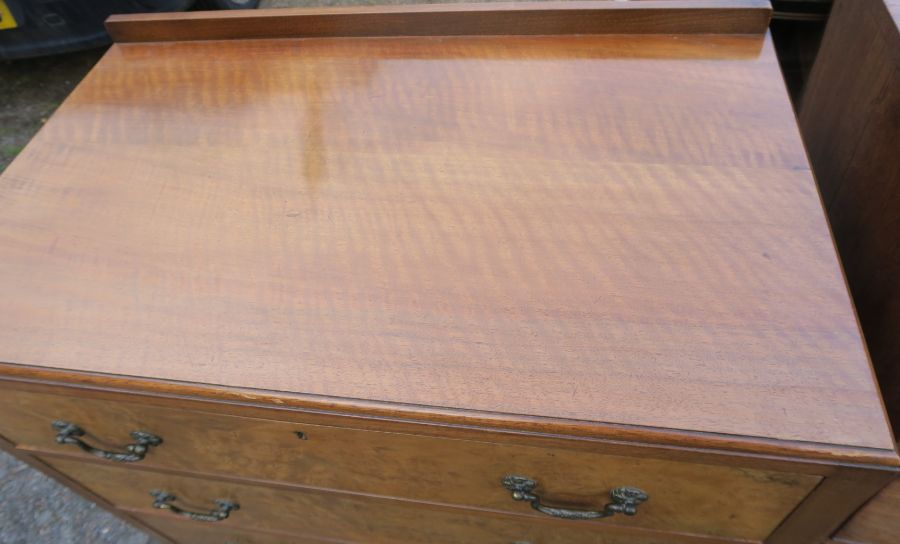 A 20th century walnut chest, of four long drawers, raised on bracket feet, width 31ins, depth 18. - Image 2 of 2