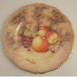 A Royal Worcester plate, decorated with hand painted fruit by Telford, diameter 10.5ins - Good