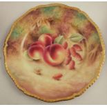 A Royal Worcester plate, decorated with hand painted fruit by Nutt, diameter 10.5ins - Good
