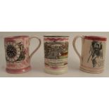 A 19th century Dixon & Co Sunderland lustre frog mug, printed with a titled scene, West View of