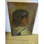 A 19th century oil on canvas, portrait of a woman, unframed, 14ins x 10ins