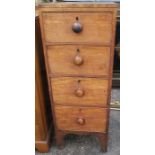 A 19th century mahogany chest, of four short drawers, on bracket feet, width 16ins, height 44ins,