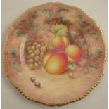 A Royal Worcester plate, decorated with hand painted fruit by Telford, diameter 10.5ins - Good