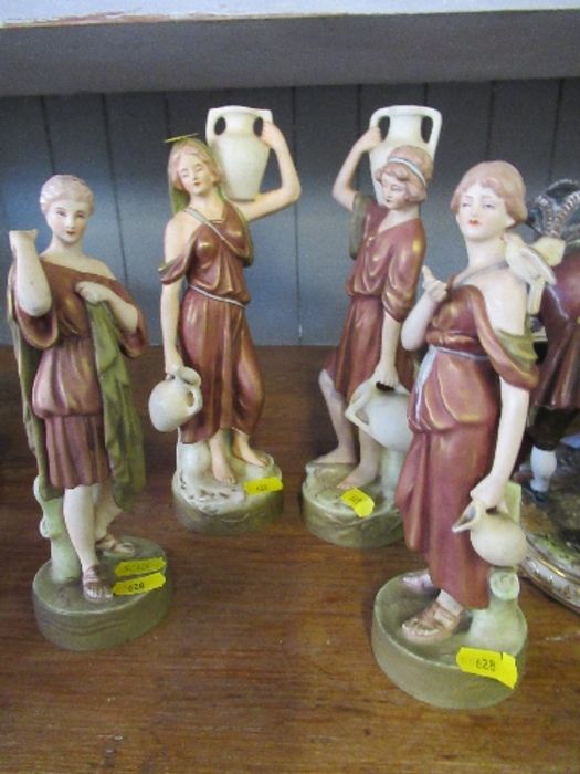 Two pairs of Royal Dux figures, the one pair of water carriers, height 10ins, the other pair - Image 4 of 5