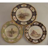 Two Royal Worcester cabinet plates, decorated with Ross Castle and The Castle of Doune by J Stinton,