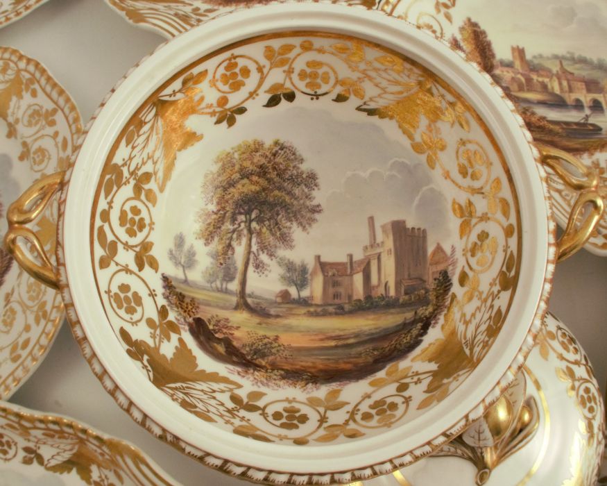 An extensive 19th century Spode service, decorated with named landscape panels to gilt borders, - Image 8 of 20