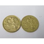 Two gold sovereigns, 1893 and 1895