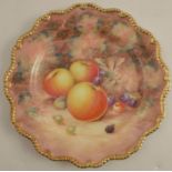 A Royal Worcester plate, decorated with hand painted fruit by Telford, diameter 8.75ins - Good