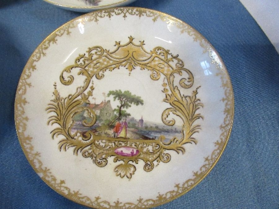 An 18th century coffee can and saucer, decorated in colours with figures in a landscape, together - Image 3 of 9