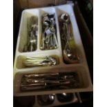 A collection of silver plate, to include flatware, sauce boats, napkin rings etc