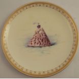 A Mintons porcelain cabinet plate, decorated with a child on a periwinkle shell waving to a boat