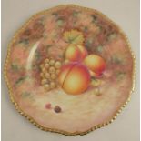 A Royal Worcester plate, decorated with hand painted fruit by Telford, diameter 10.5ins - Good