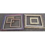 A 19th century rosewood picture frame, together with four other gilt picture frames