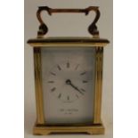 A 20th century brass carriage clock, height including handle 8.75ins