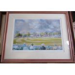 Jocelyn Galsworthy, limited edition colour cricketing print, County Ground Worcester 1997, 14ins x
