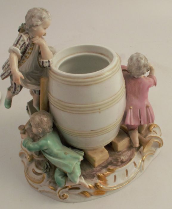 A continental figure group, of putti and grape carriers by a barrel, width 8ins x height 7.5ins, - Image 3 of 7