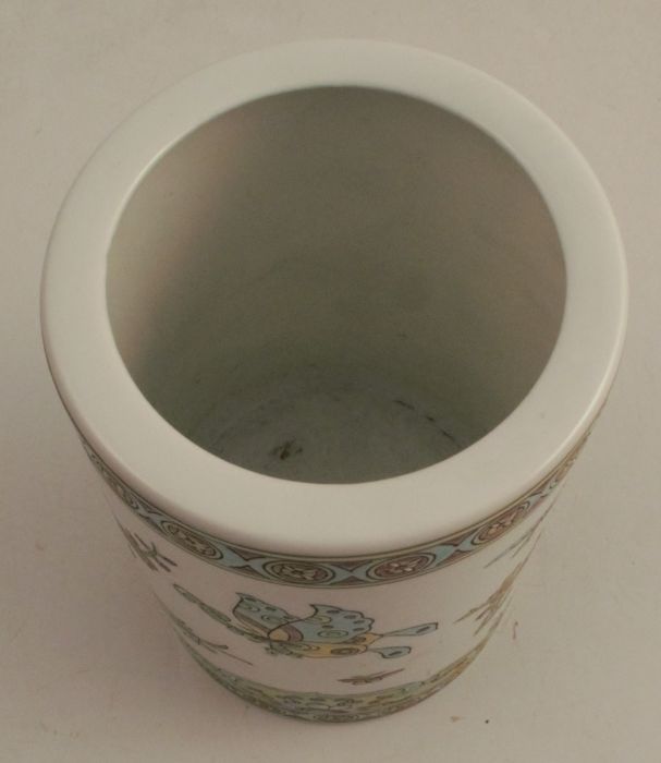 A 20th century Chinese cylindrical vase, decorated with butterflies, height 5ins - Image 2 of 3