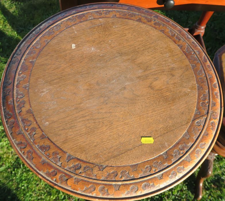 A wash stand, together with a carved occasional table and a Victorian sewing table - Image 4 of 5