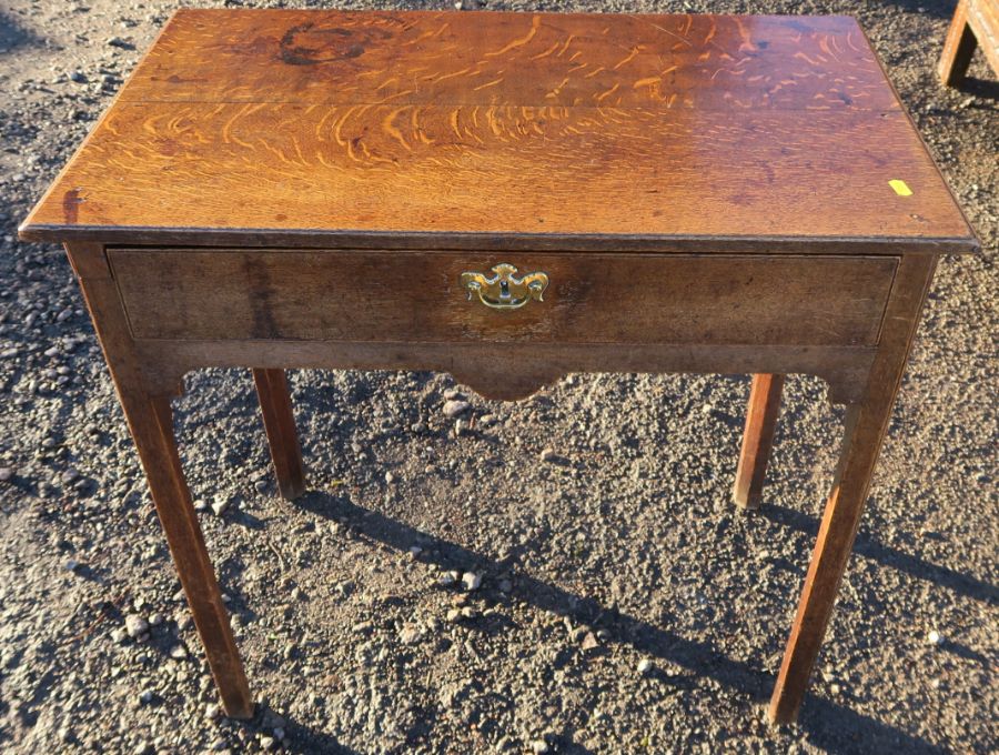 An Antique oak sidetable, fitted with a frieze drawer, 29ins x 17.5ins, height 28ins