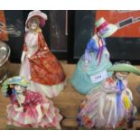Four Royal Doulton figures, Easter Day, Pantalettes, The Paisley Shawl and The Hinged Parasol