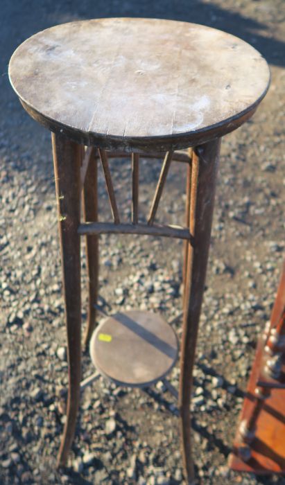 A set of walnut tiered corner shelves, with pierced top and turned columns, height 34ins, together - Image 3 of 3