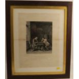 An Antique black and white print, Les Joueurs D'echecs, 20ins x 15ins