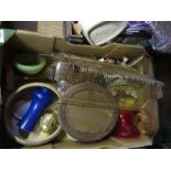 A box of assorted items, to include glass jug