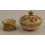 A Royal Worcester gilded ivory covered bowl, the pierced cover decorated with a flower finial and