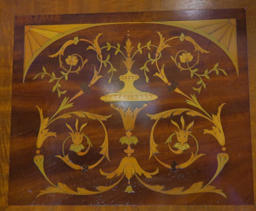 A mahogany fire screen, with inlaid decoration, 20ins x 26.5ins, together with a set of walnut - Image 2 of 3