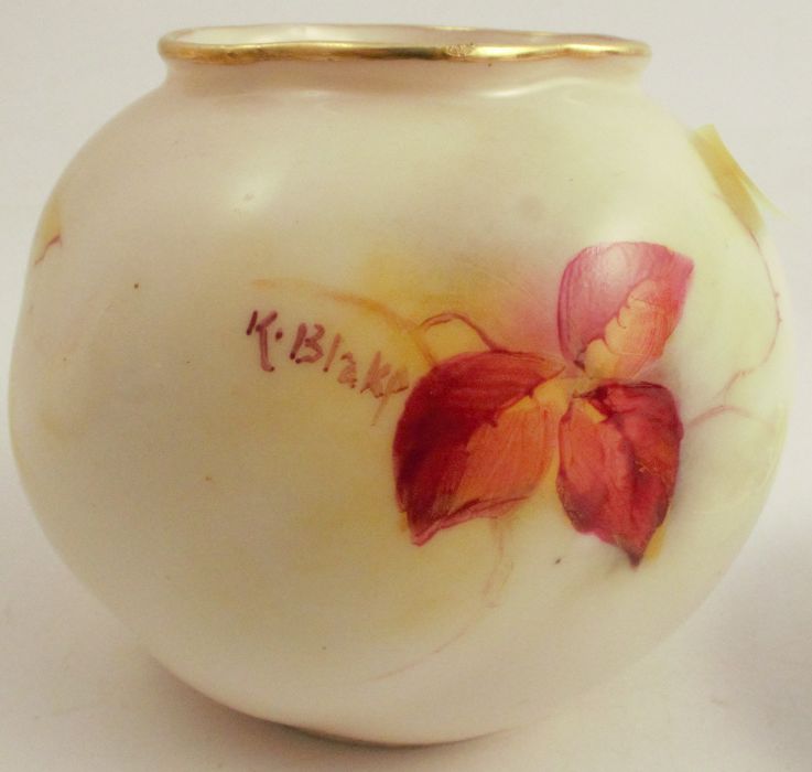 A Royal Worcester vase, decorated with autumnal fruit and leaves by K Blake, shape number G161, - Image 2 of 5