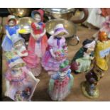 Seven Royal Doulton figures, Ivy, Diana, Cissie, Luey Ana, Greta, Norma and Sairey Gamp, together